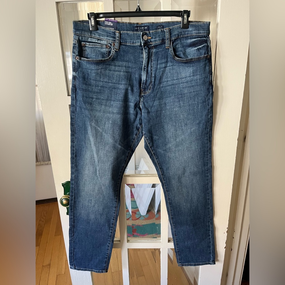 Lucky Brand Slim Straight Blue Jeans with Subtle Fading